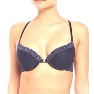 Natori  "Feathers" Front Close Racerback T-Back Mesh Bra, Blue, 34DD